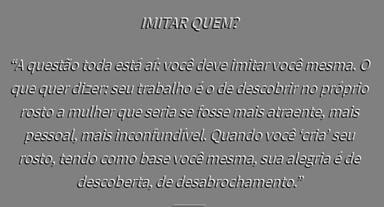 Imite a si mesma | Clínica de Estética Elizabete De Marchi Dra Elizabete De Marchi Clarice Lispector